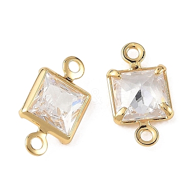 SHEGRACE Brass Pave Cubic Zirconia Square Connector Charms XGRQ2O831-440A-G-1