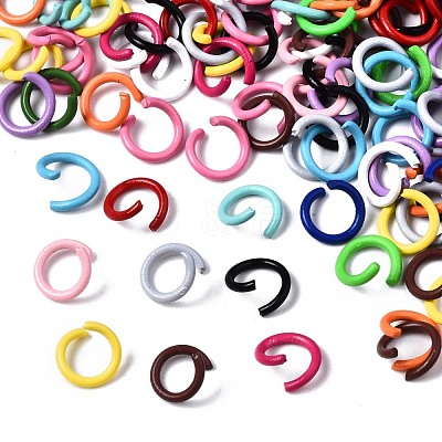 Spray Painted Iron Open Jump Rings X-IFIN-T017-04B-1