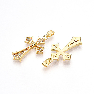 Brass Micro Pave Cubic Zirconia Pendants KK-N257-31G-1