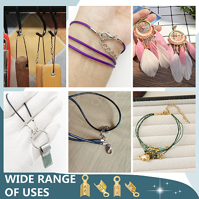 200Pcs 2 Colors Brass Cord Ends KK-PH0012-89G-1