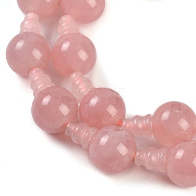 Natural Rose Quartz 3-Hole Guru Beads Strands G-H064-E01-02-1