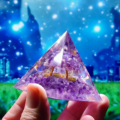 Orgonite Pyramid Resin Display Decorations TREE-PW0001-65A-1