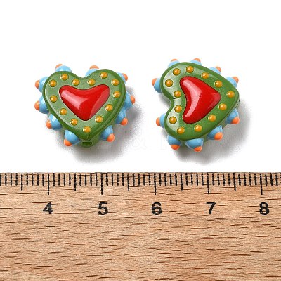 Baking Paint Glass Bumpy Beads Heart LAMP-V001-07E-1