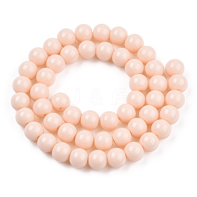 Opaque Solid Color Glass Beads Strands X-GLAA-T032-P8mm-09-1