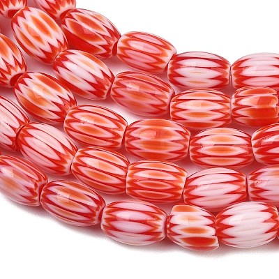 Handmade Millefiori Glass Oval Bead Strands LK-Z001-01B-06-1