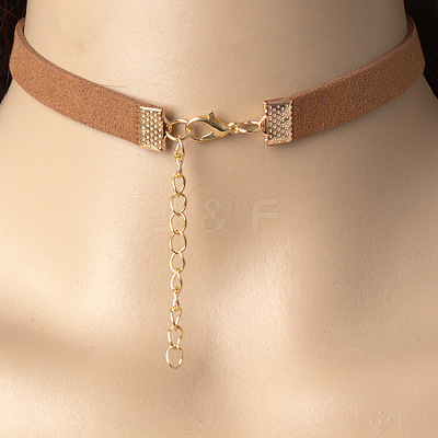 Black Velvet Choker Brass & Iron Rectangle Pendant Necklaces for Women FS-WGDB652-02-1
