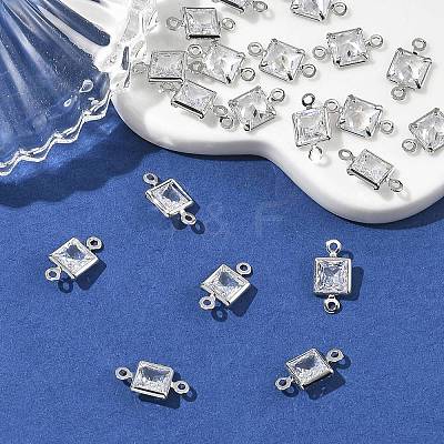 SHEGRACE Brass Pave Cubic Zirconia Square Connector Charms XGRQ2O292-440A-P-1