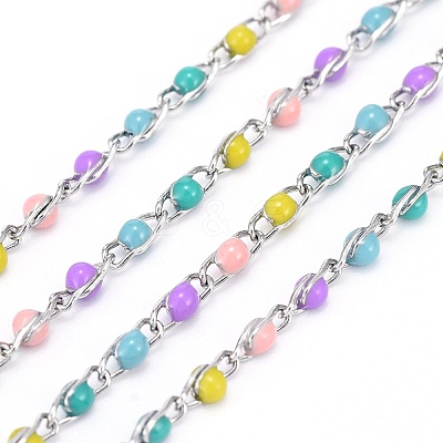 304 Stainless Steel Enamel Twisted Chains STAS-R100-40B-1