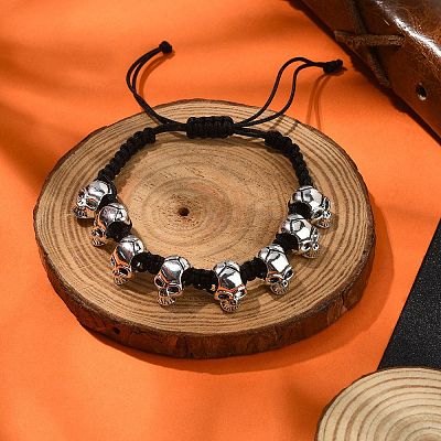 Adjustable Alloy Braided Beads Bracelets BJEW-JB10917-1
