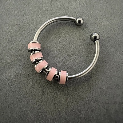 304 Stainless Steel Enamel Disc Beaded Adjustable Open Rings FS-WGAD8B0-10-1