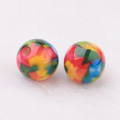 Spray Painted Resin Beads GLAA-F049-A08-1