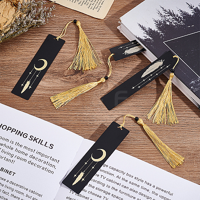 4Pcs 2 Style Brass or Stainless Steel Bookmarks AJEW-PH0004-65-1