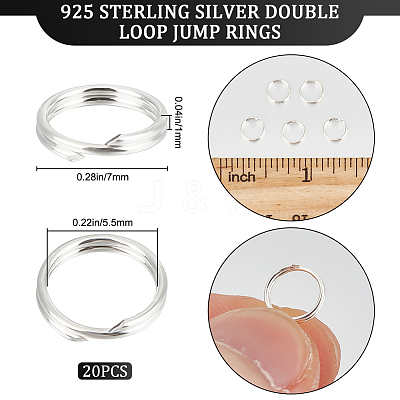 20Pcs 925 Sterling Silver Double Loop Jump Rings STER-BBC0002-11B-S-1