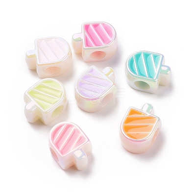 UV Plating Rainbow Iridescent Acrylic European Beads SACR-E009-37-1