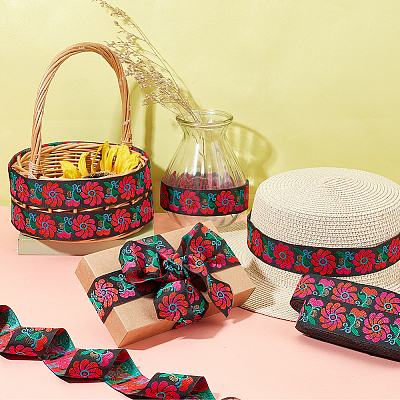 Ethnic Style Embroidery Polyester Ribbons OCOR-WH0070-10D-11-1