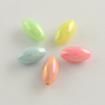 AB Color Plated Rice Acrylic Beads X-SACR-Q106-09-1