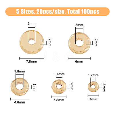100Pcs 5 Style Brass Beads KK-FH0005-35G-1