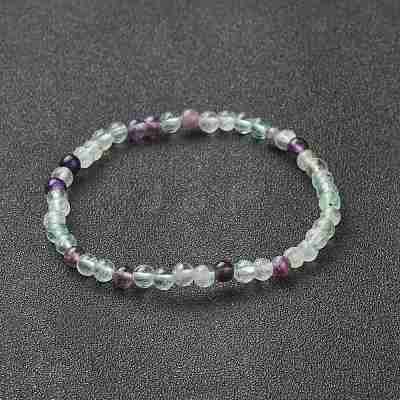 Natural Fluorite Beaded Stretch Bracelets BJEW-D446-A-38-1