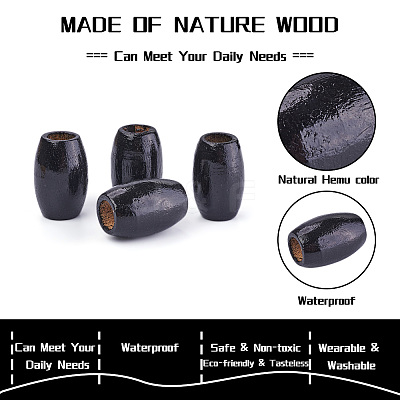 Dyed Barrel Natural Wood Beads WOOD-CD0001-11-1