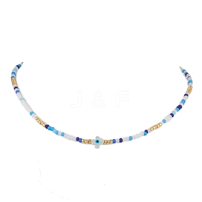 Glass Beaded Necklaces NJEW-JN04896-01-1