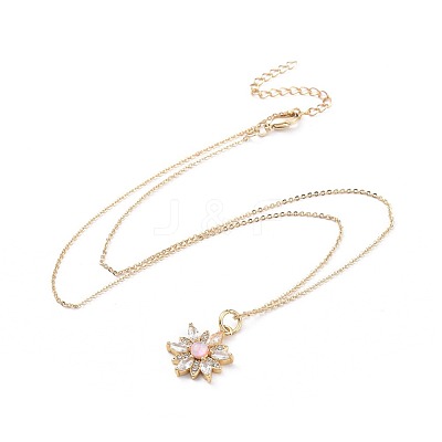 Brass Micro Pave Cubic Zirconia Pendant Necklaces NJEW-JN02523-M-1
