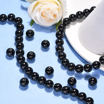 Synthetic Black Stone Beads Strands GSR12mmC044-1