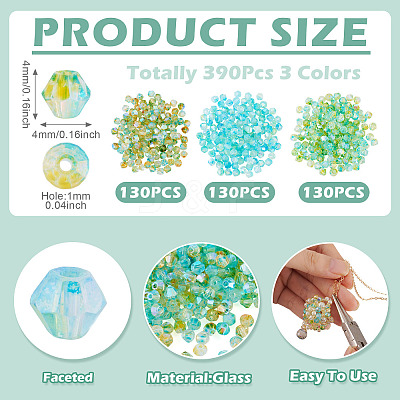 390Pcs 3 Colors Transparent Colours Glass Seed Beads GLAA-TA0003-76A-1