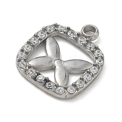 304 Stainless Steel with Crystal Rhinestone Charms RB-CBA8719-01A-P-1