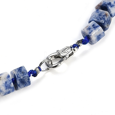 Natural Blue Spot Jasper Hexagon Prism Graduated Beaded Necklaces for Women Men NJEW-K388-03C-1
