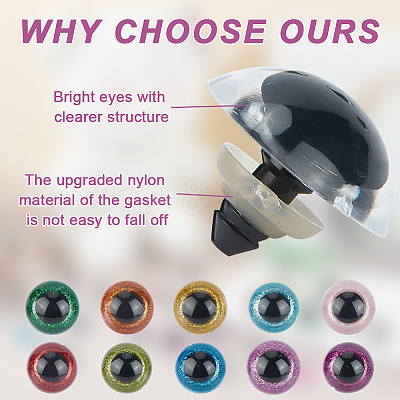 40 Sets 10 Colors Plastic Doll Craft Eyes DIY-GO0001-72-1