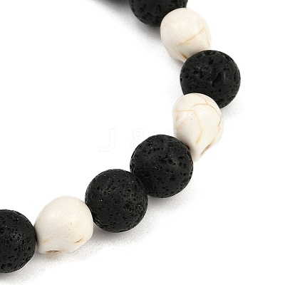 2Pcs Natural Lava Rock & Synthetic Turquoise Beads Stretch Bracelets for Men Women BJEW-JB12131-1