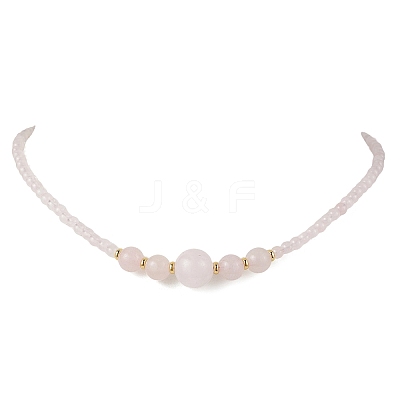 Natural Green Aventurine & Rose Quartz & Larvikite & Lapis Lazuli & Amethyst & Carnelian Round Graduated Beaded Necklaces NJEW-JN05654-1