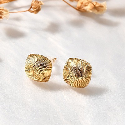 Brass Square Stud Earrings EJEW-Z083-04G-1