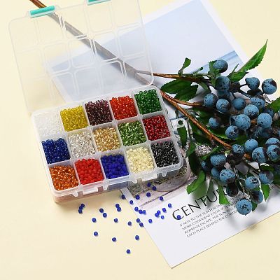 375G 15 Colors Glass Seed Beads SEED-JP0004-01-4mm-1