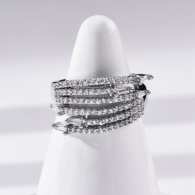 Brass Micro Pave Clear Cubic Zirconia Finger Rings LS-RJEW-S398-01P-1