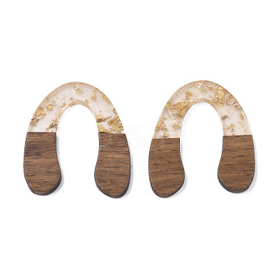 Transparent Resin & Waxed Walnut Wood Pendants RESI-Q211-01A-1