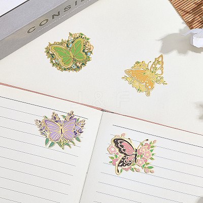 4Pcs Butterfly Brass Bookmarks AJEW-WH20054-145-1
