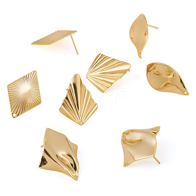 8Pcs 4 Styles Brass Stud Earring Findings EJEW-TA0008-64-1
