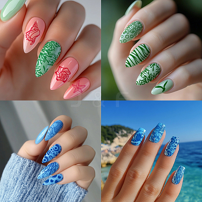 Stainless Steel DIY Nail Art Templates MRMJ-WH0092-054-1