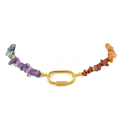 7 Chakra Natural with Synthetic Gemstone Necklaces NJEW-JN06640-1