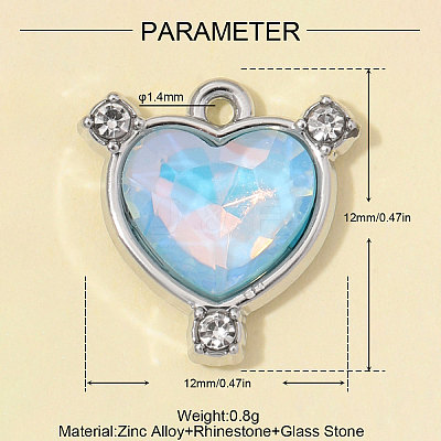 Zinc Alloy with Rhinestone & Glass Charms RB-OY001-85P-02-1