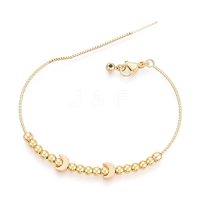 Adjustable Brass Beaded Slider Bracelets for Women BJEW-T022-21G-1