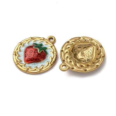 304 Stainless Steel Enamel Pendants STAS-P406-24G-1