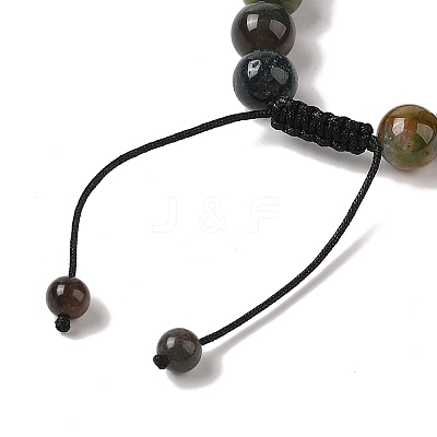 10mm Round Natural Indian Agate Braided Bead Bracelets BJEW-C067-01C-27-1