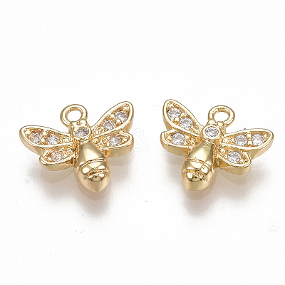 Brass Micro Pave Cubic Zirconia Charms X-KK-S350-081G-1