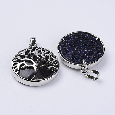 Synthetic Blue Goldstone Pendants G-P350-D10-1