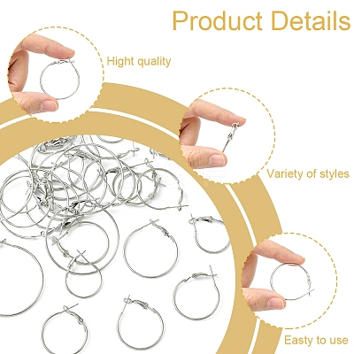 32Pcs 4 Styles Iron Huggie Hoop Earring Findings IFIN-FS0001-49B-1