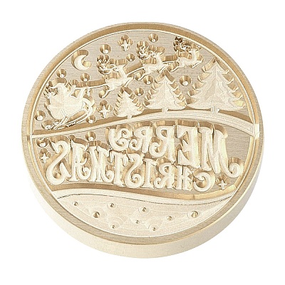 Merry Christmas Series Wax Seal Brass Stamp Head LS-AJEW-M037-01G-04-1