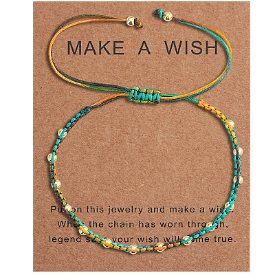 Brass Round Beads Braided Bead Bracelets CX8547-2-1