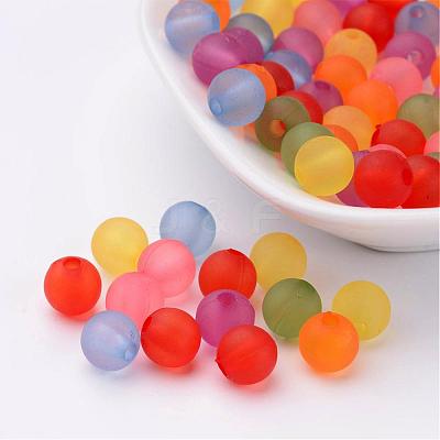 Mixed Color Frosted Round Shaped Transparent Acrylic Beads X-PL582M-1